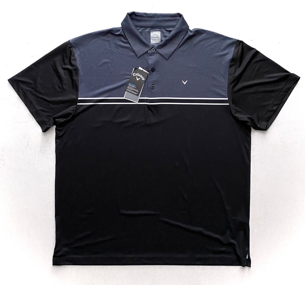 Callaway Polo Shirt Nwt Opti-Dri Caviar Stripe Nwt Golf Shirt LT
